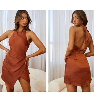 Sonoma Halterneck Faux Wrap Twist Back Mini Dress